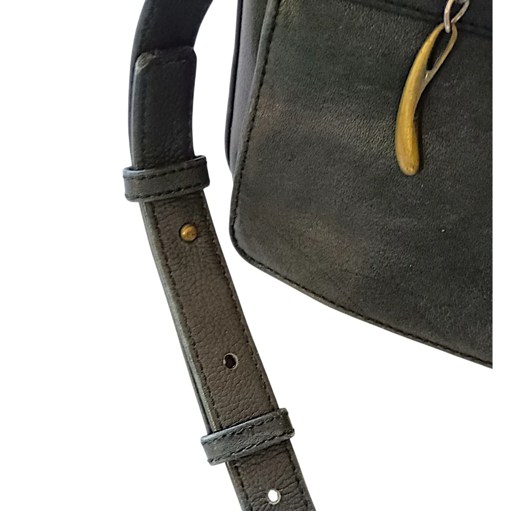 Sabina New York Leather‎ Shoulder Bag Black Navy Old Money Quiet Luxury Vintage